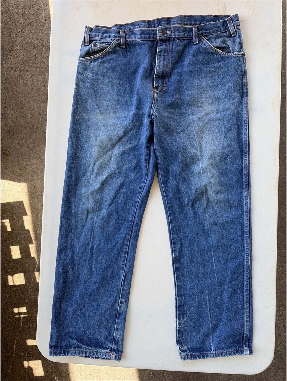 Dickies Mens Relaxed Fit Straight Leg Blue Denim Jeans 40x32 Workwear Medium